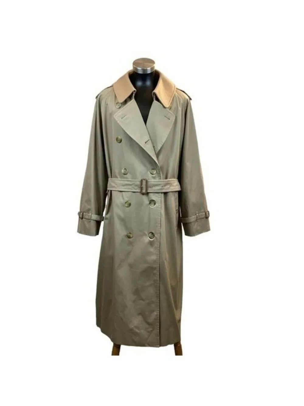 Burberry’s Nova Check Wool Lined Belted Mens Tan Trench Coat 48L